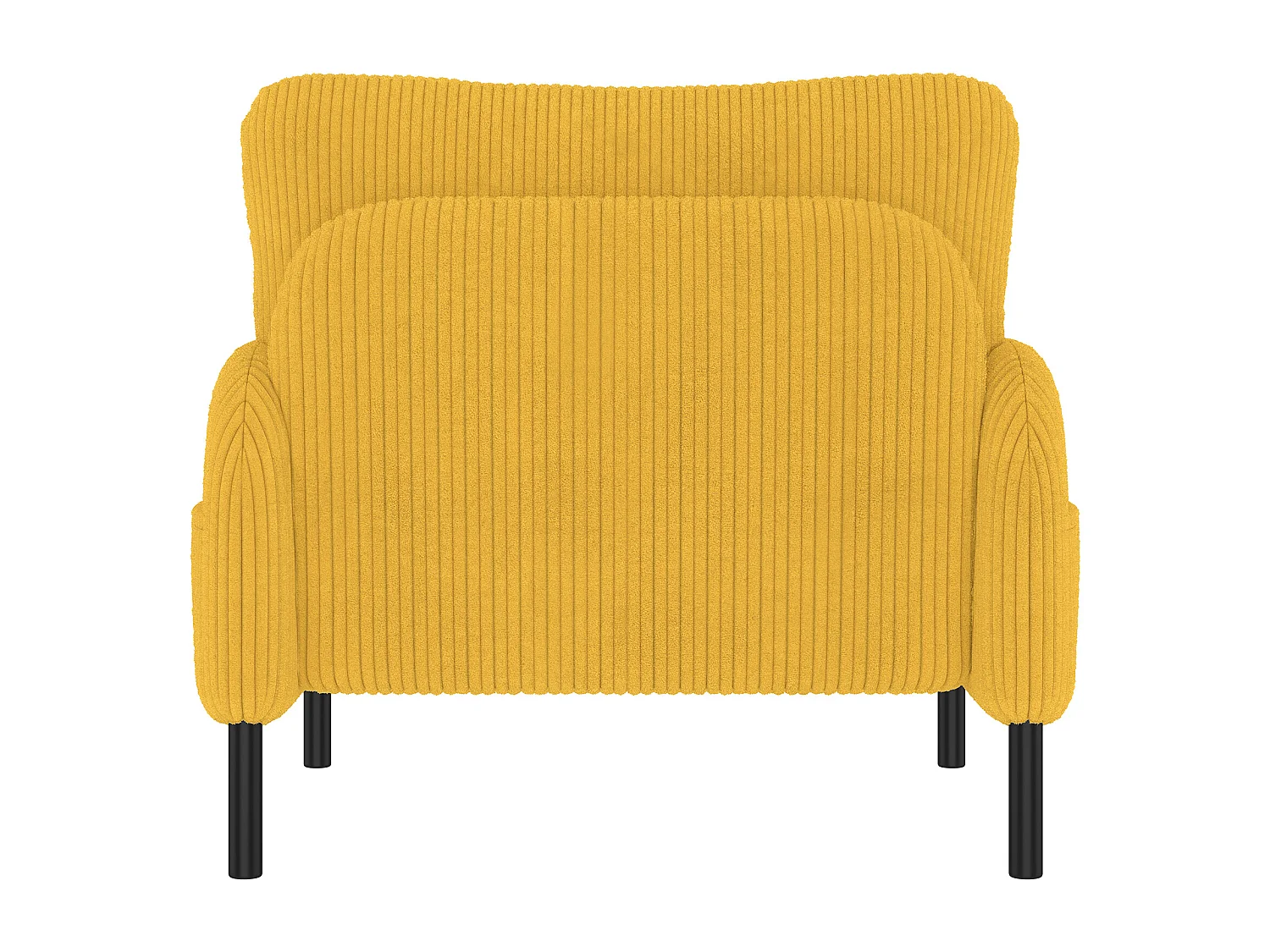 Żółta sofa prosta - Fotel z podłokietnikami i kieszeniami bocznymi - sztruks - do salonów i sypialni
