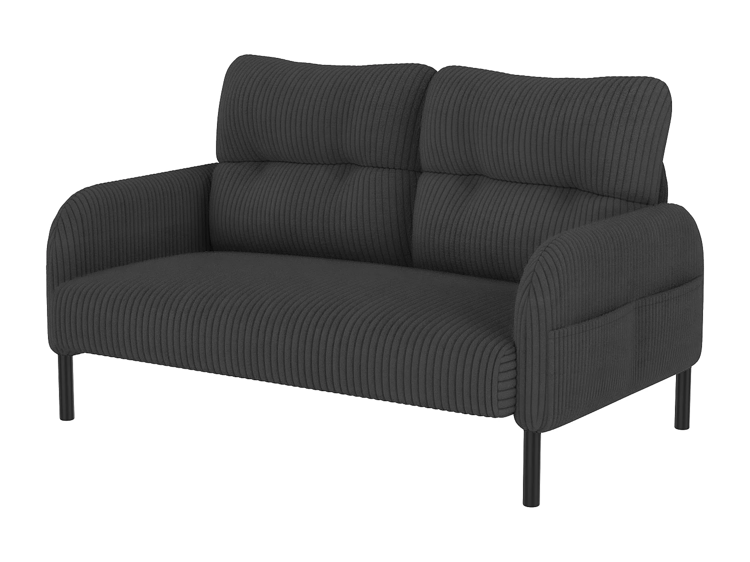 Szara sofa prosta - Fotel z oparciem i kieszeniami bocznymi - sztruks - do biur i salonów