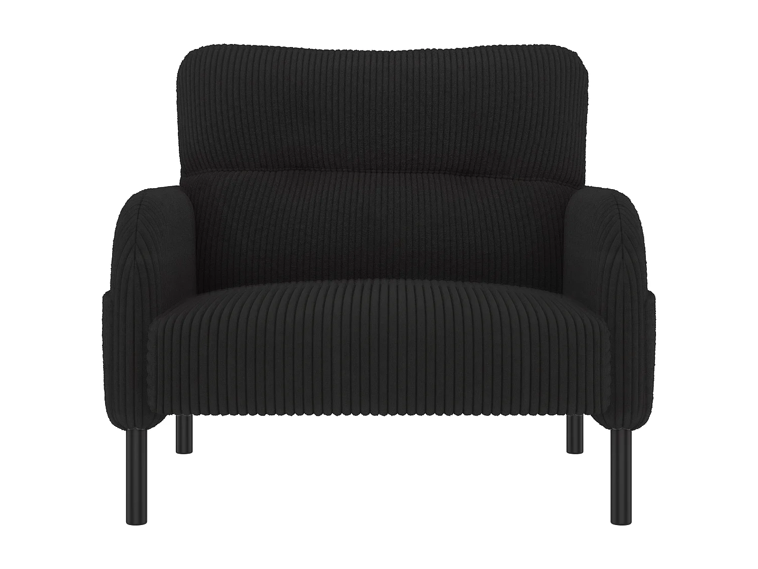 Canapé droit noir - Fauteuil avec accoudoirs et poches latérales - velours côtelé - pour salon et chambre