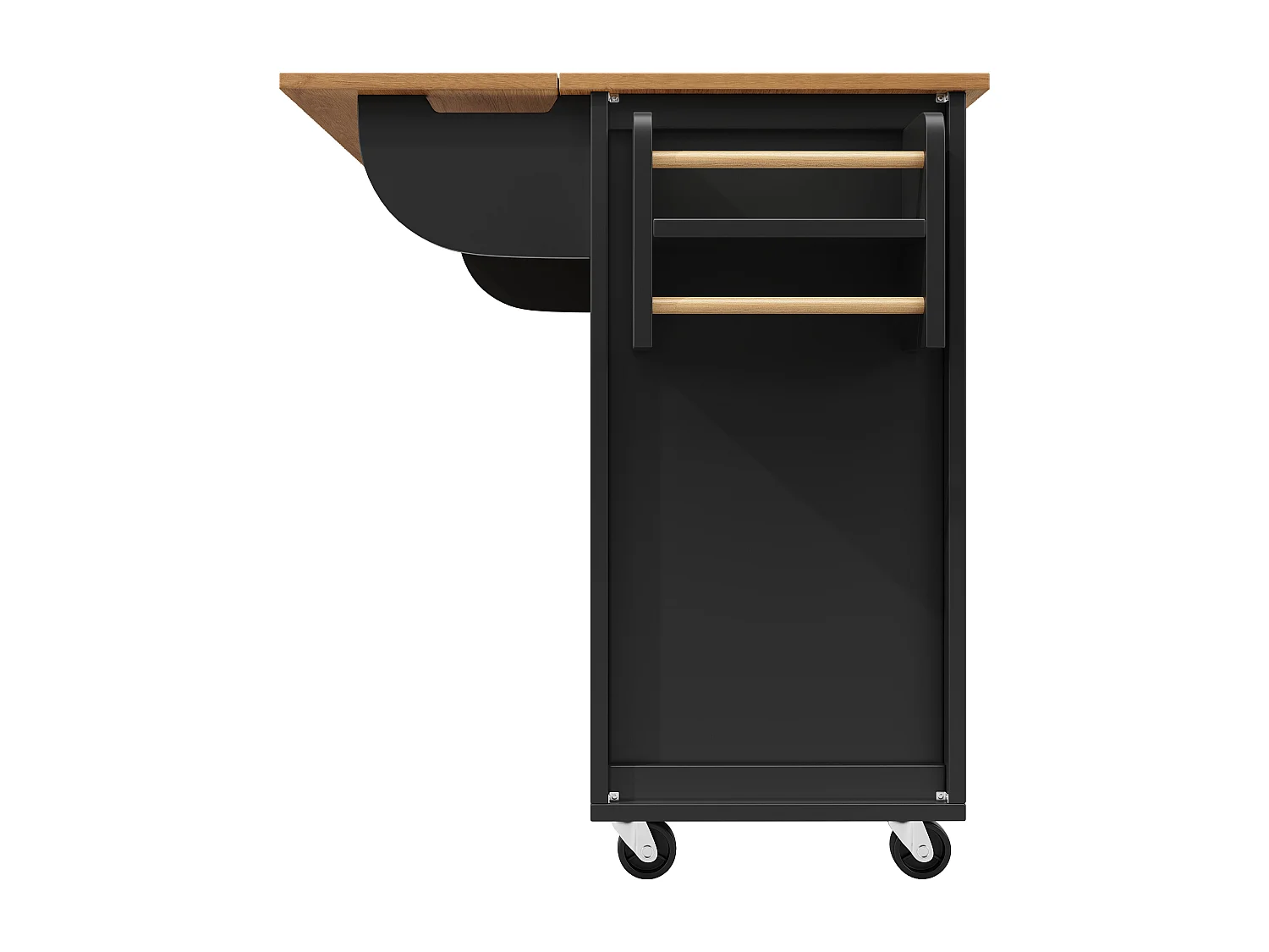 Carrito de servicio negro - Carrito de servicio con 4 cajones y 2 puertas - Bandeja retráctil y especiero - para comedores y cocinas