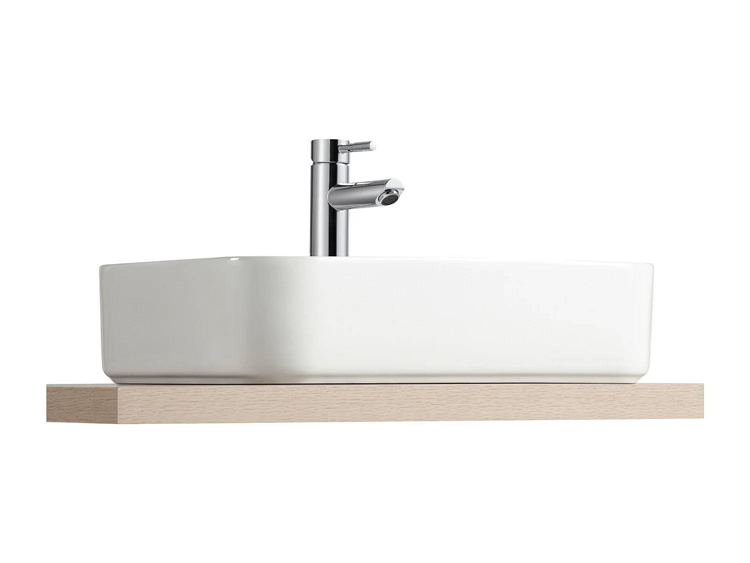 KALI Rechthoekige witte keramische wastafel voor op het aanrecht 48x37cm