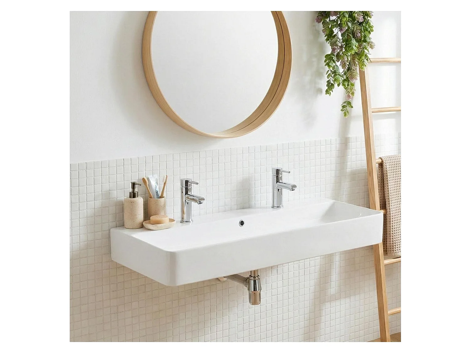 Lavabo rettangolare sospeso in ceramica SALINA, 110x42cm