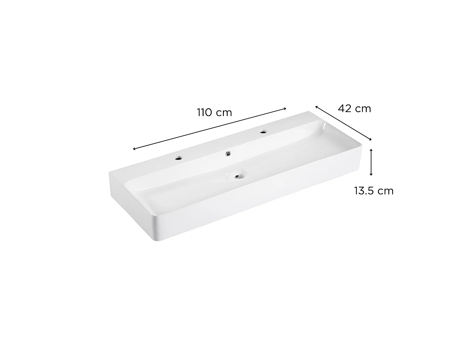 Lavabo rettangolare sospeso in ceramica SALINA, 110x42cm