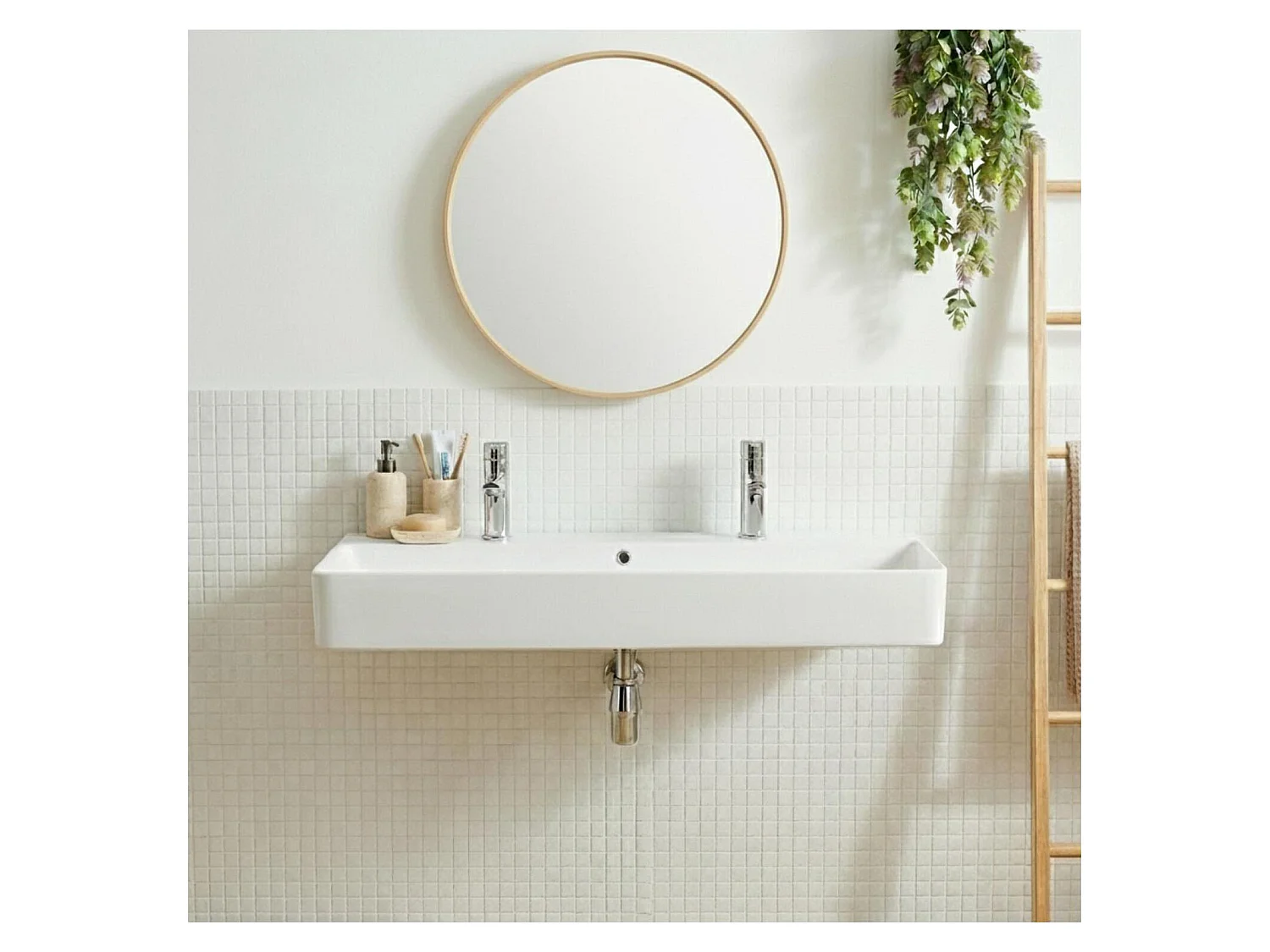 Lavabo rettangolare sospeso in ceramica SALINA, 110x42cm