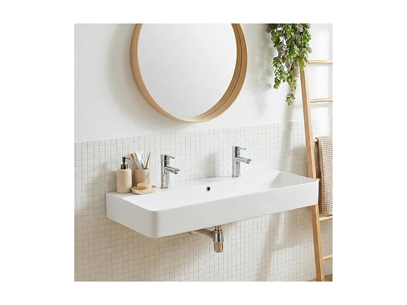 Lavabo rettangolare sospeso in ceramica SALINA, 110x42cm