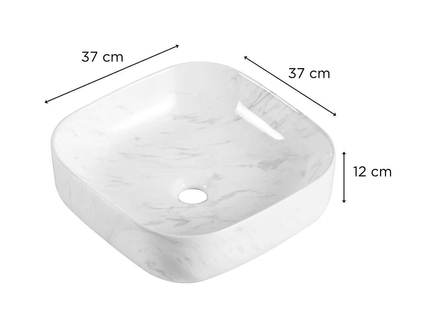 VASQUE LOU CARREE IMITATION MARBRE BLANC