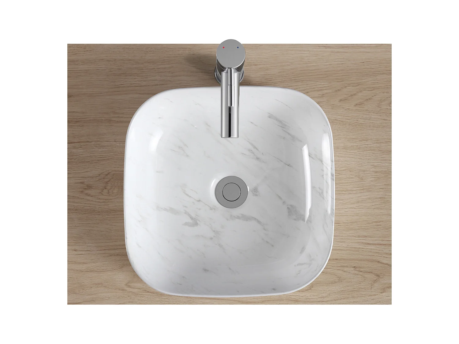 VASQUE LOU CARREE IMITATION MARBRE BLANC