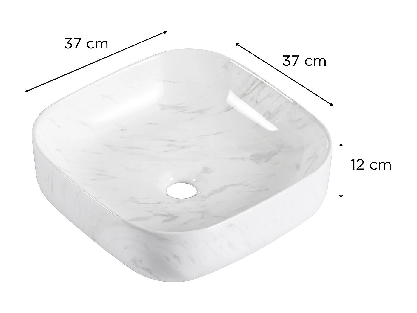 VASQUE LOU CARREE IMITATION MARBRE BLANC