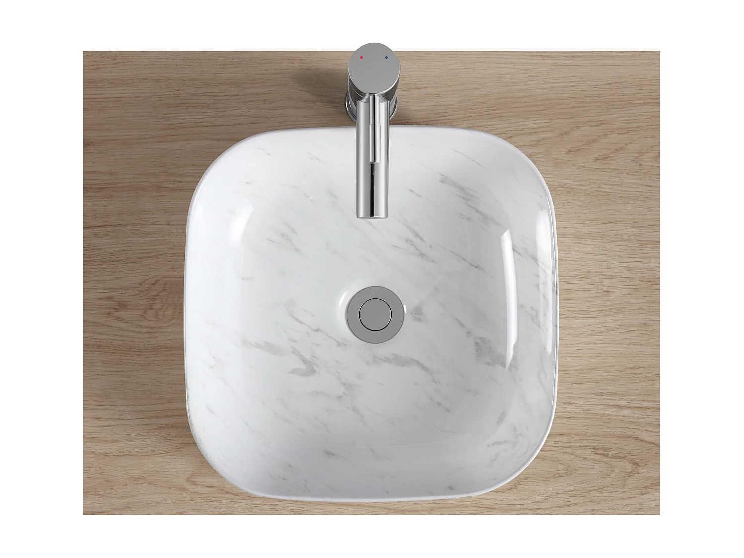 VASQUE LOU CARREE IMITATION MARBRE BLANC