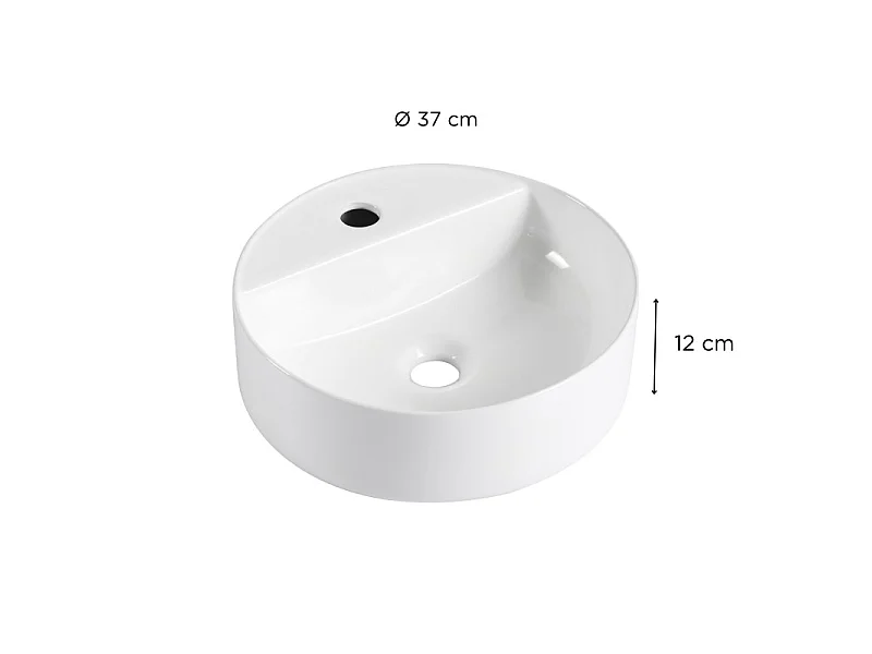 Umywalka nablatowa dł. 37 x wys. 12 x gł. 37 cm biała KALI