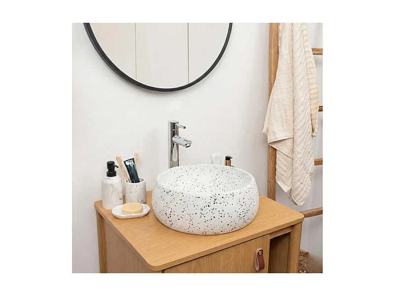 ZOLI 40 cm rundes Terrazzo-Waschbecken für den Aufsatz