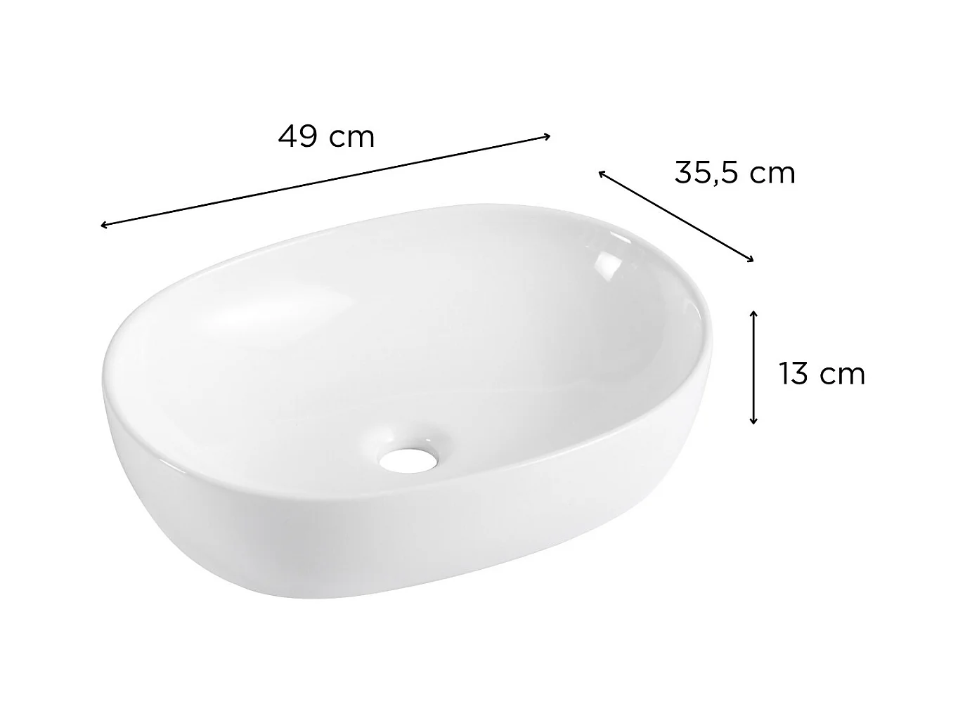 VASQUE PORTO OVALE SANS PLAGE DE ROBINETTERIE