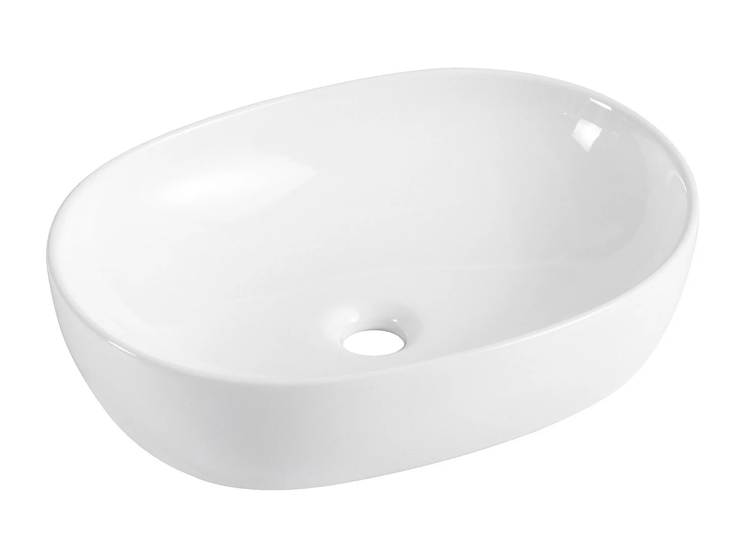 Lavabo sobre encimera ovalado de cerámica blanca, 49x35,5cm, PIA