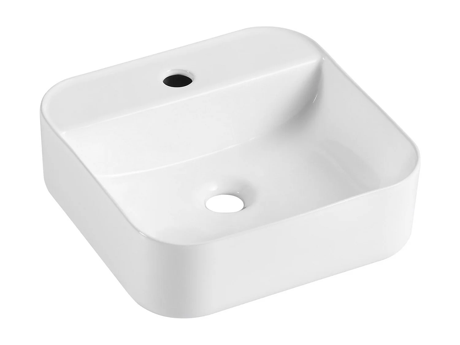 KALI 36 cm rechteckiges weißes Keramik-Aufsatzwaschbecken