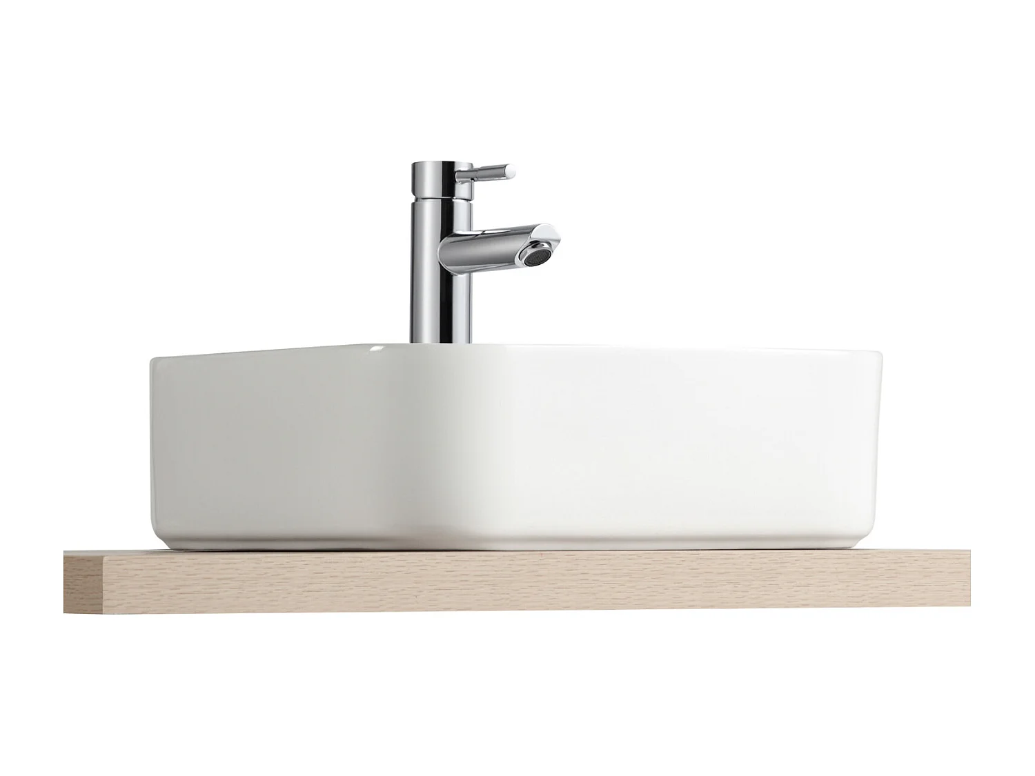 KALI 36 cm rechteckiges weißes Keramik-Aufsatzwaschbecken