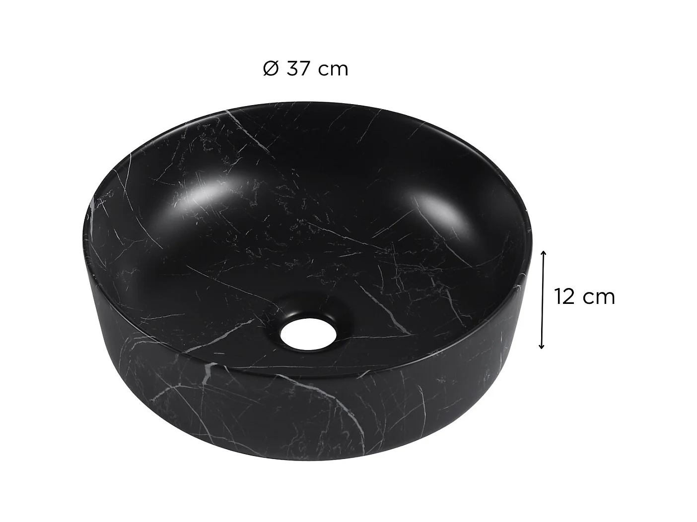 Opzetwastafel L.37 x H.12 x D.37 cm zwart marmer LIA