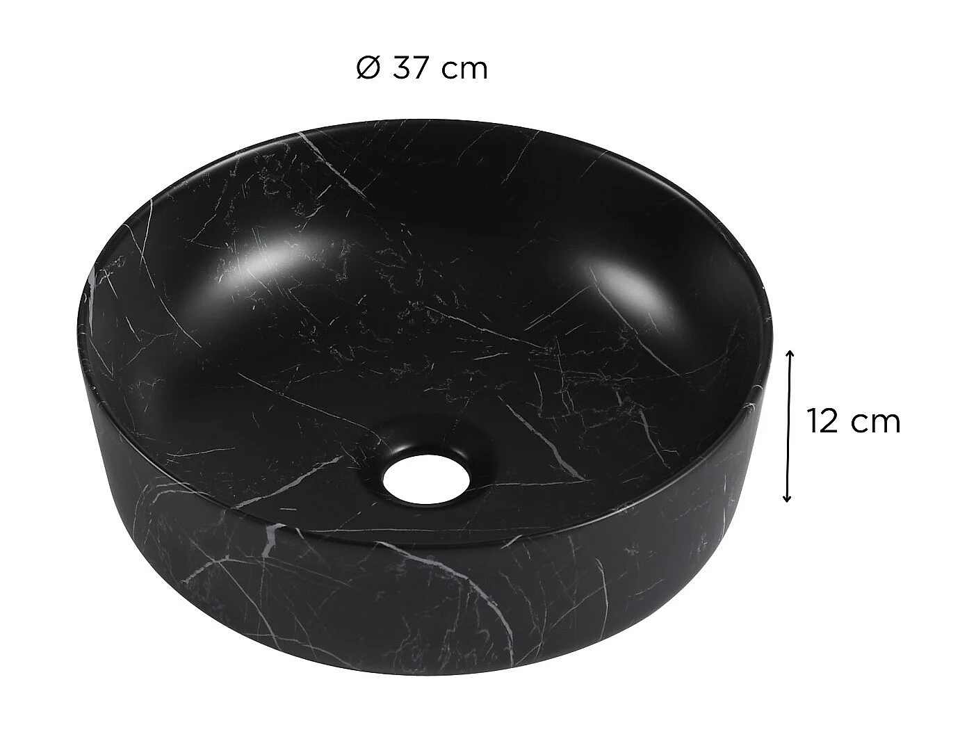 Opzetwastafel L.37 x H.12 x D.37 cm zwart marmer LIA