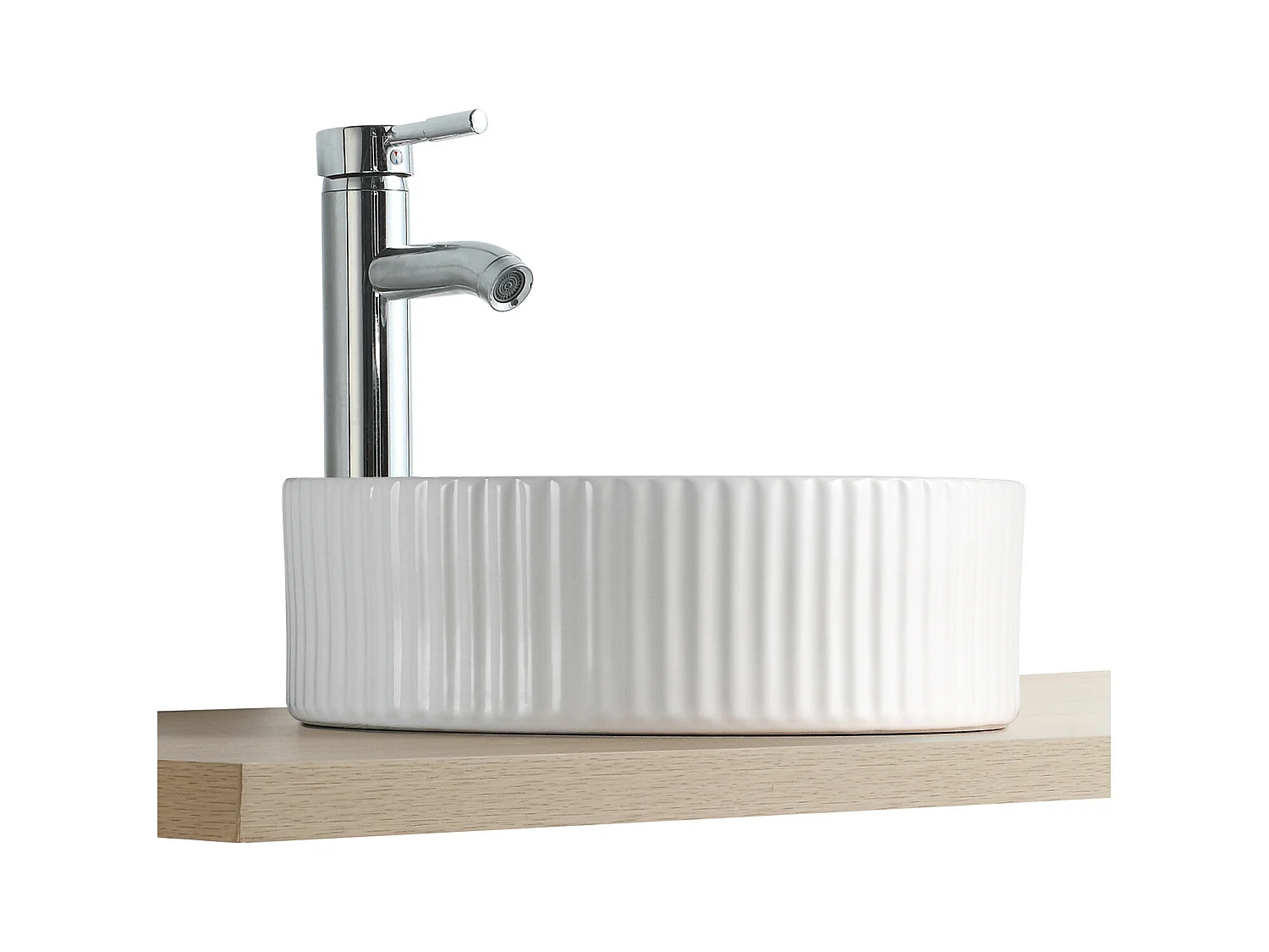 Vasque Salle de Bain à poser ronde 45 cm Blanche - LINEA