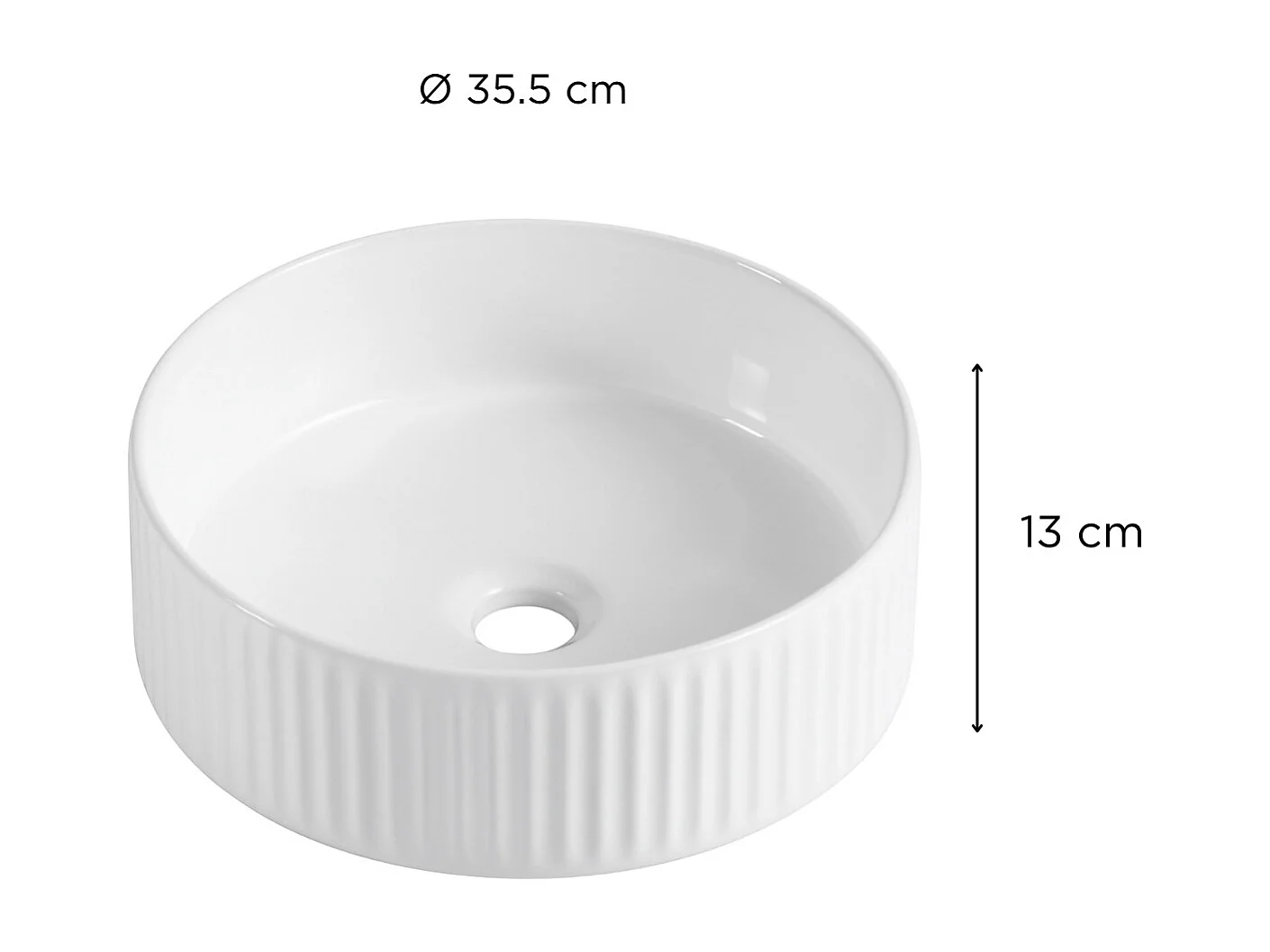 Vasque Salle de Bain à poser ronde 45 cm Blanche - LINEA