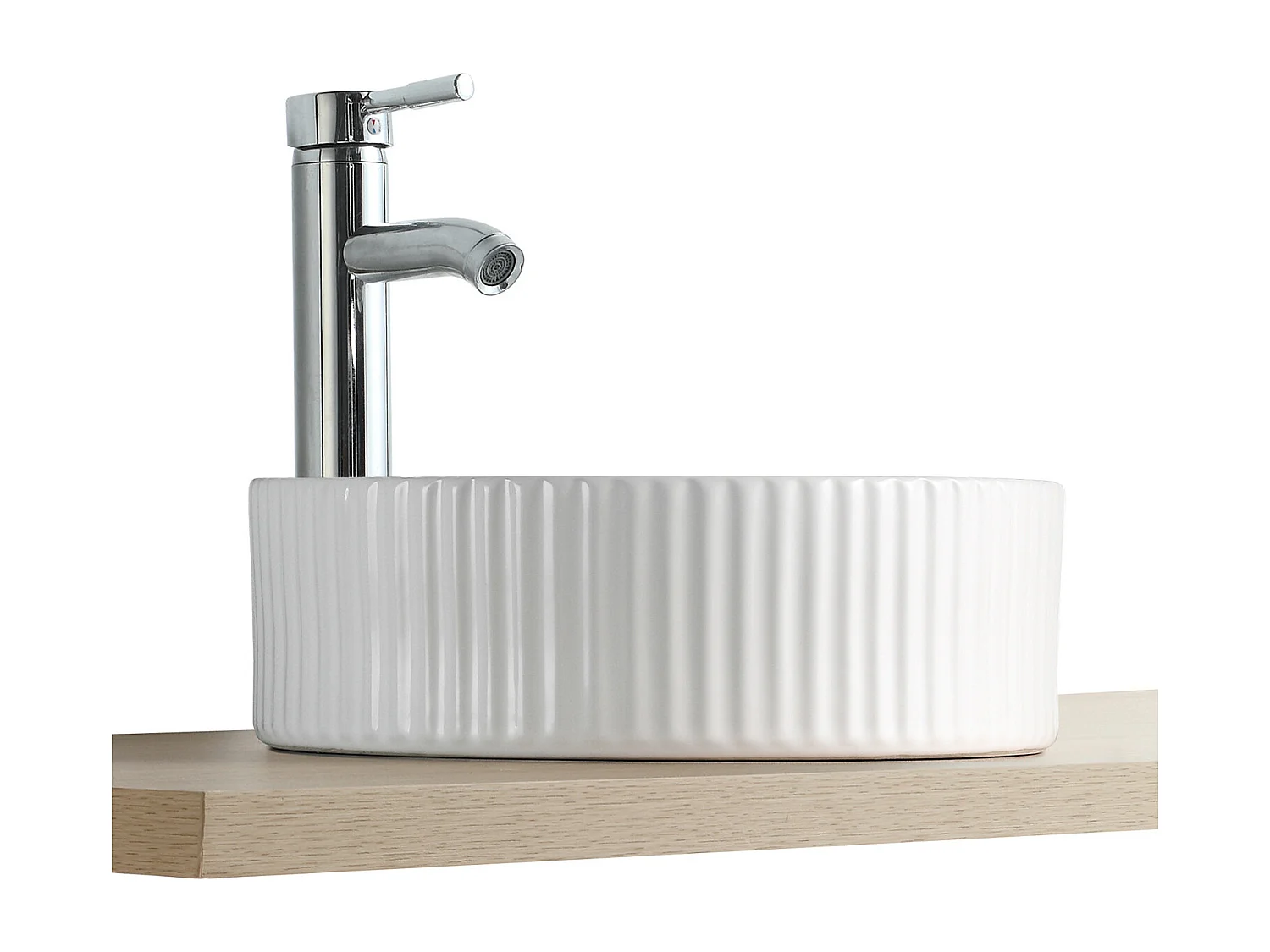 Vasque Salle de Bain à poser ronde 45 cm Blanche - LINEA