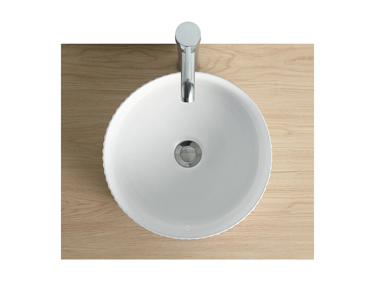 Vasque Salle de Bain à poser ronde 45 cm Blanche - LINEA