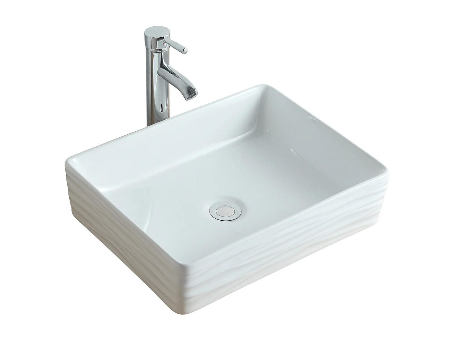Lavabo sobre encimera rectangular de cerámica SERENA, 47x36cm