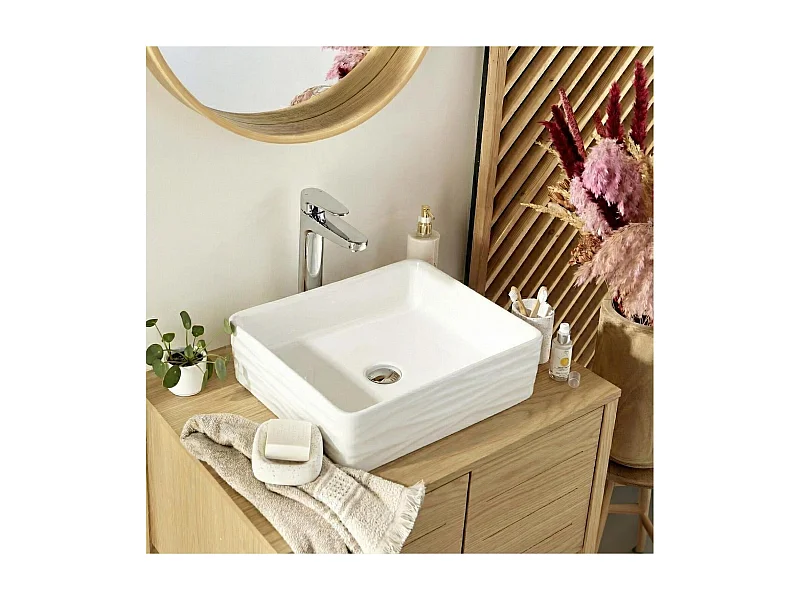 Lavabo da appoggio rettangolare in ceramica SERENA, 47x36cm