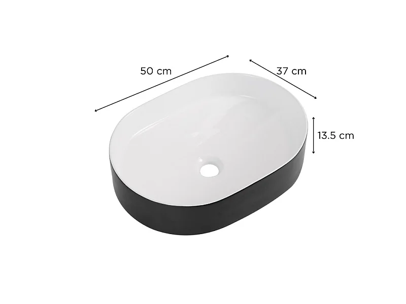 Lavabo sobre encimera rectangular de cerámica bicolor 50x37cm YDRA