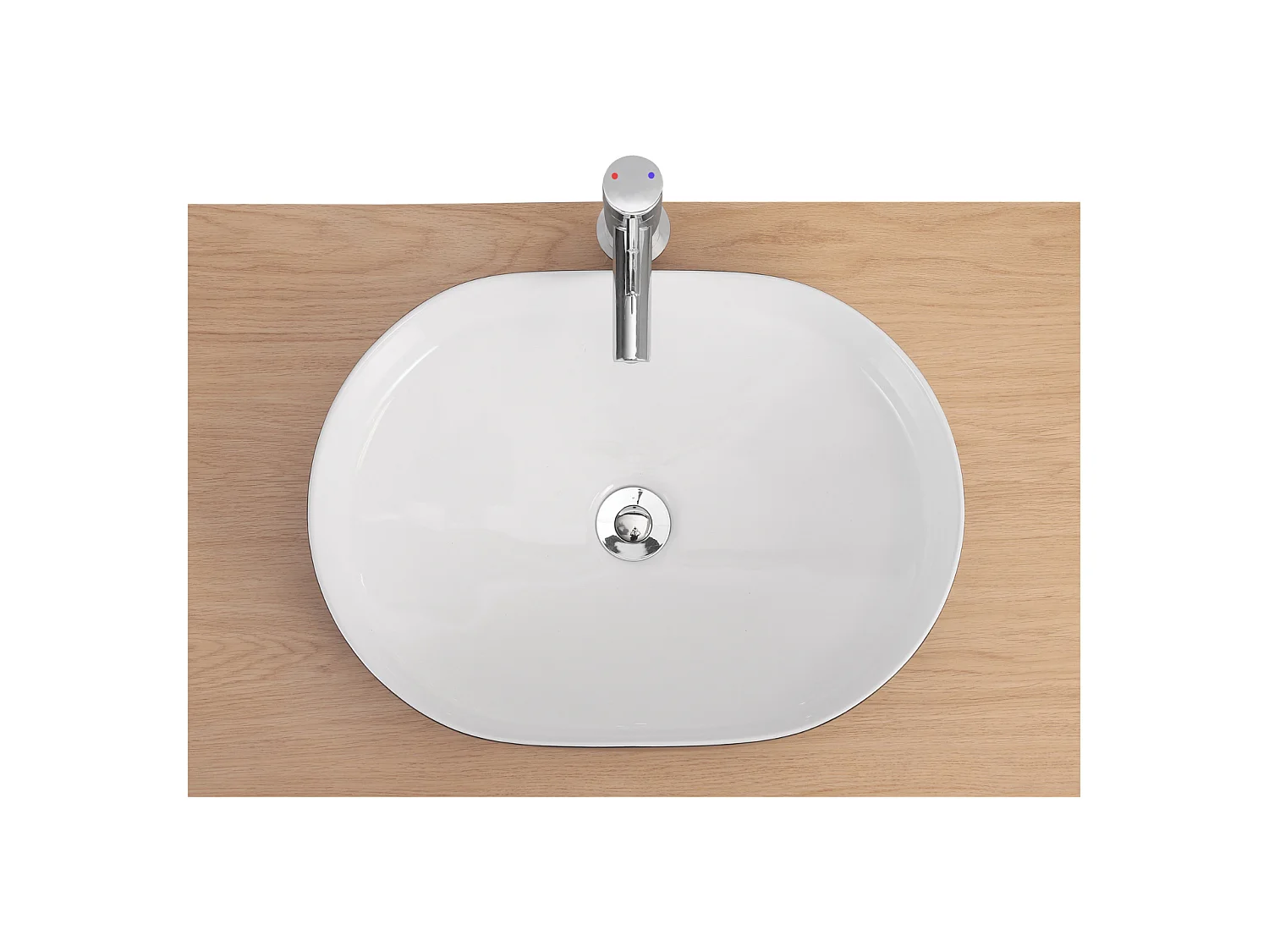Lavabo sobre encimera rectangular de cerámica bicolor 50x37cm YDRA