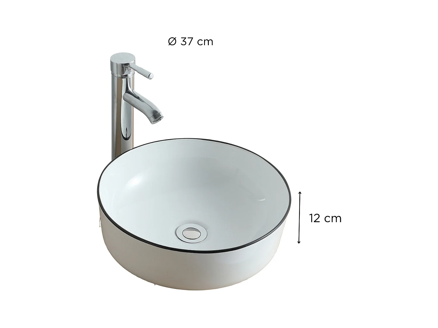 Aufsatzwaschbecken Ø37 x H.12 cm weiß CALA