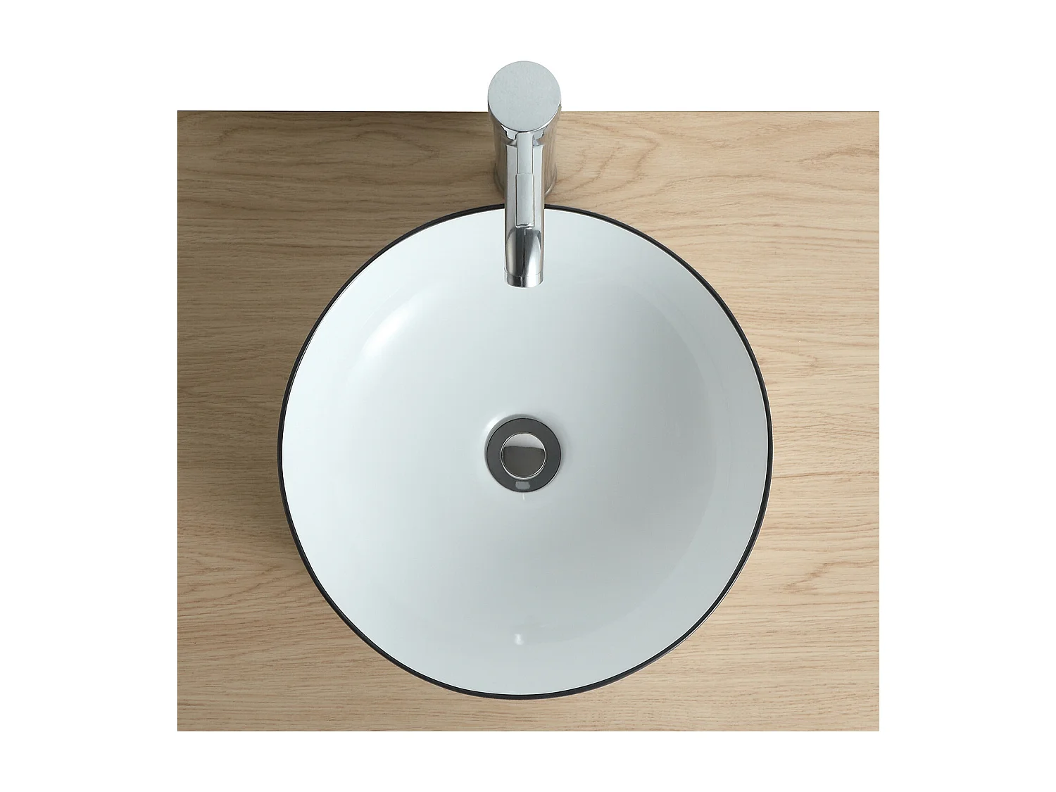 Ronde keramische wastafel met rand, 37 cm, DIEGO