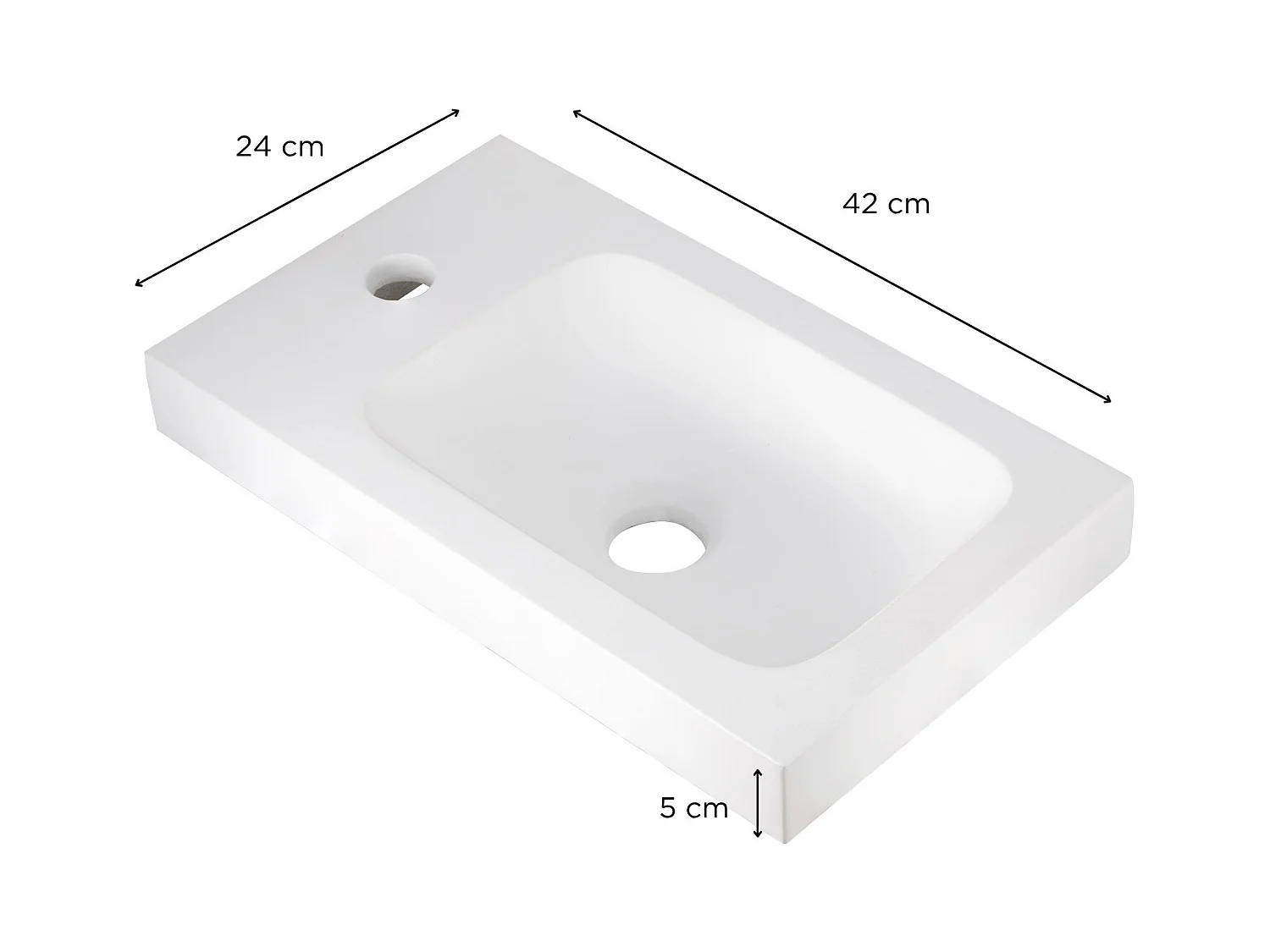Lavabo L.42 x P.24 cm cemento bianco AZZURA, appoggio/sospeso