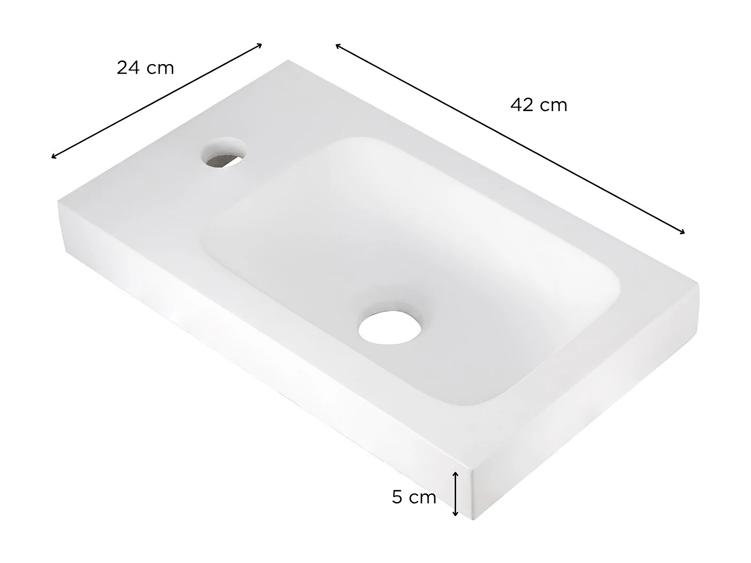 Basque L.42 x D.24 cm wit cement AZZURA, vrijstaand/hangend
