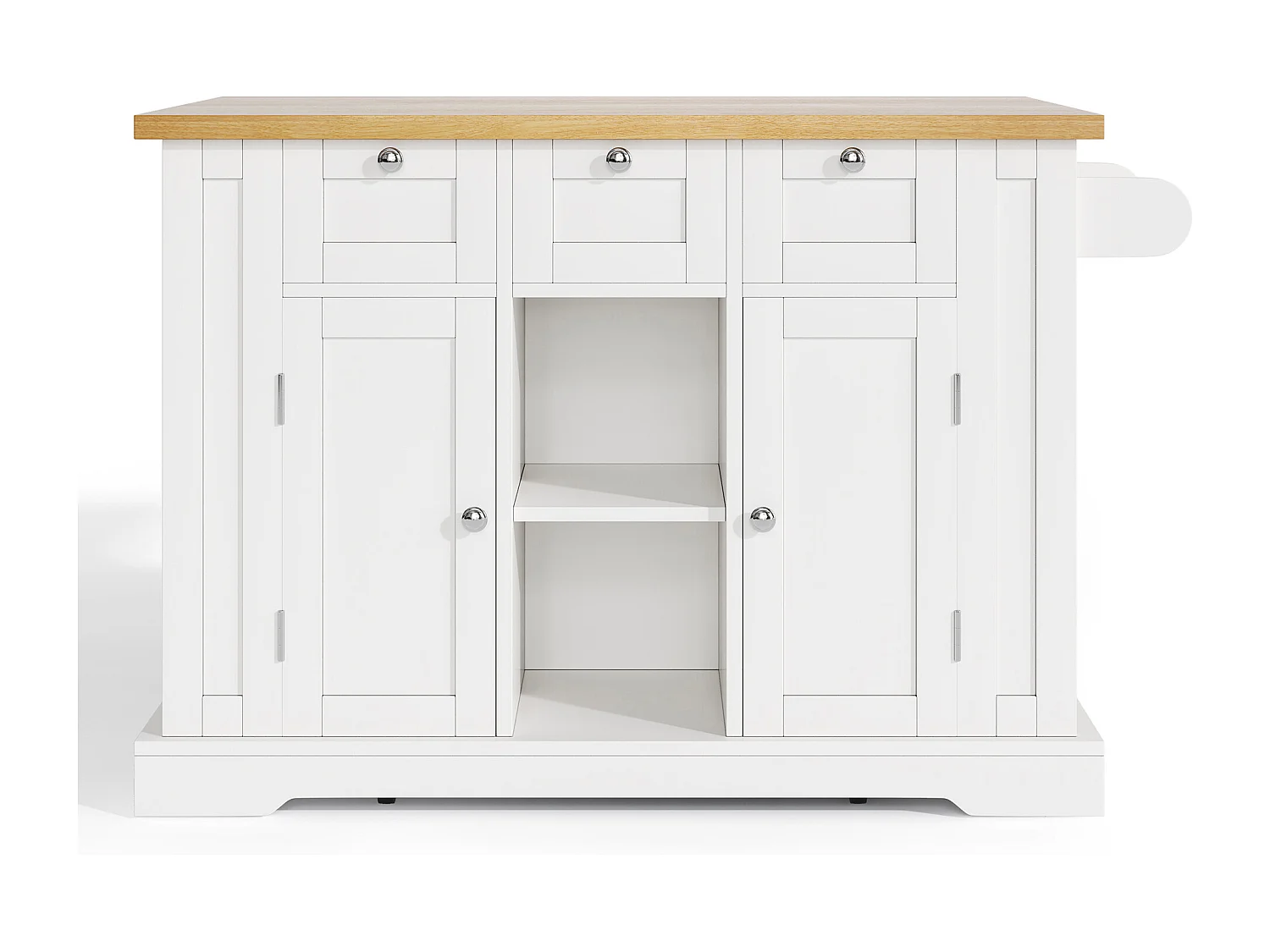 Carrinho branco - Ilha de cozinha com 2 portas e 3 gavetas - porta-temperos e 5 rodízios - para cozinha e sala de jantar