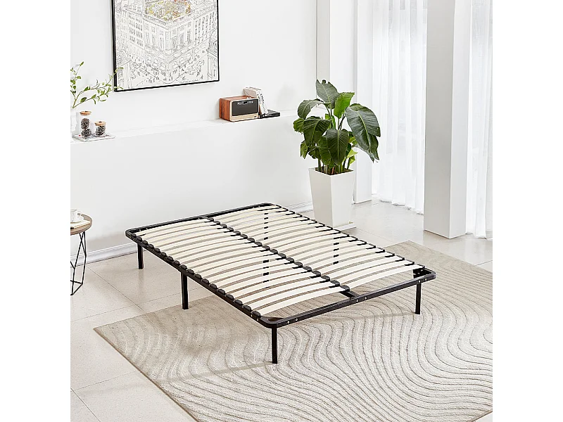 Ensemble Matelas en mousse + Sommier à Lattes 140x190cm, Epaisseur du Matelas 22cm