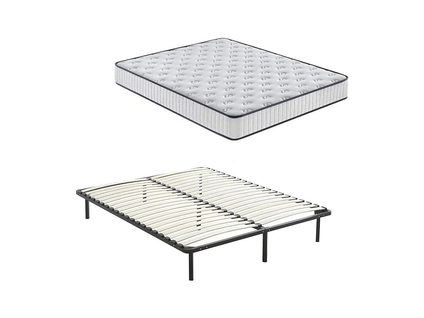 Ensemble Matelas en mousse + Sommier à Lattes 140x190cm, Epaisseur du Matelas 22cm