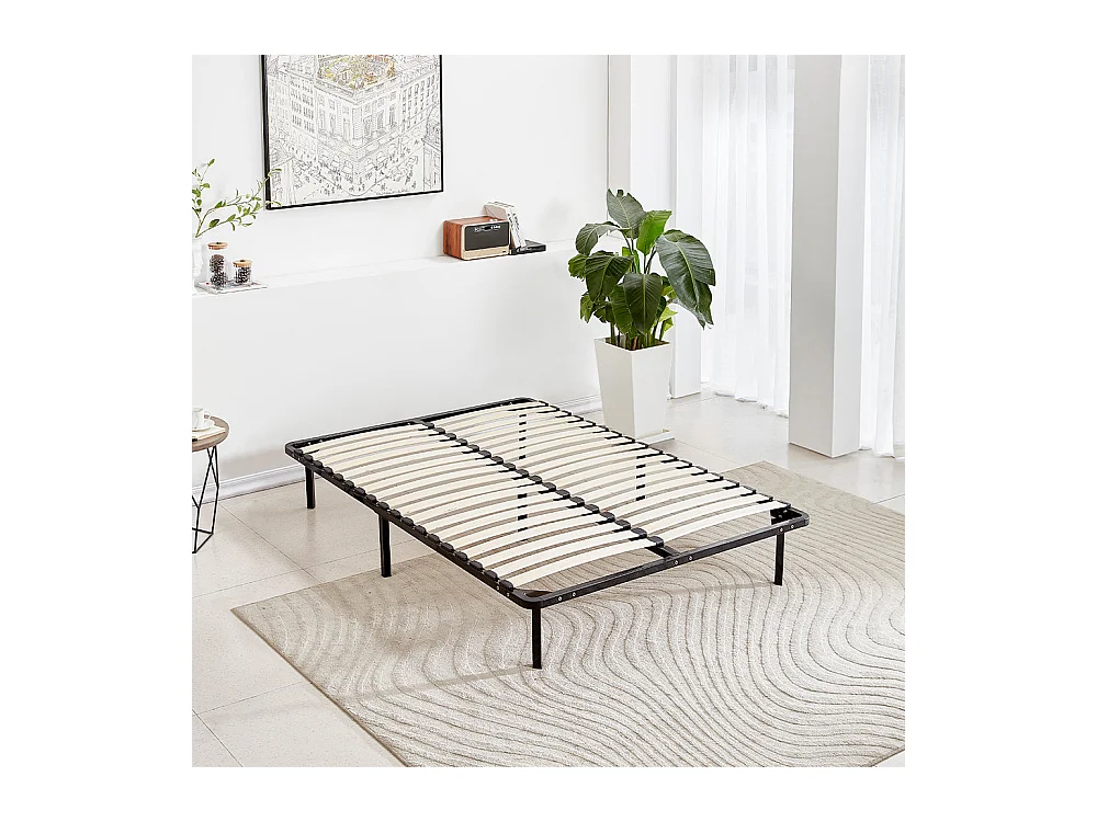 Ensemble Matelas en mousse + Sommier à Lattes 140x190cm, Epaisseur du Matelas 22cm