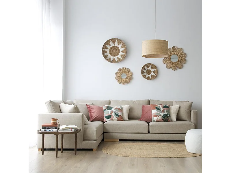 Grand canapé d'angle en bois Beige (408) 300x86