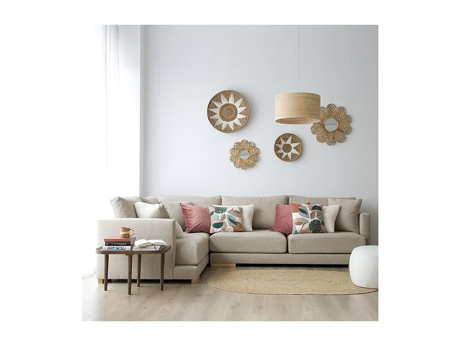 Grand canapé d'angle en bois Beige (408) 300x86