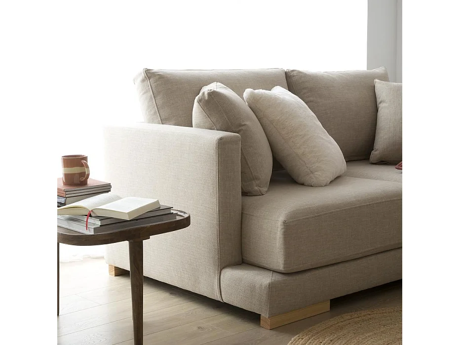 Grand canapé d'angle en bois Beige (408) 300x86