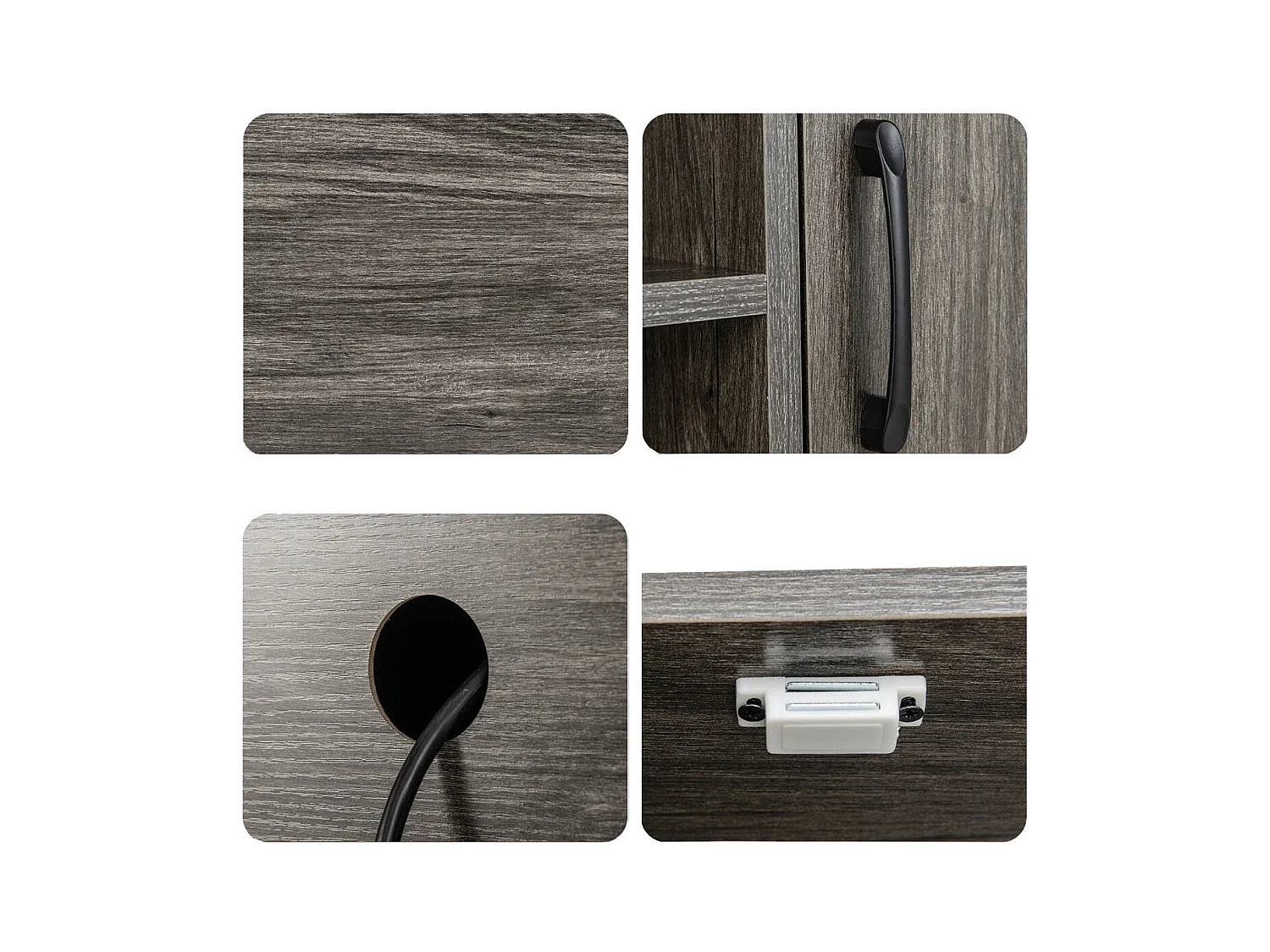 Buffet Latéral Meuble de Bar à Café avec Racks à Vin & Étagères de Rangement Console en Bois avec Cadre Métallique Gris