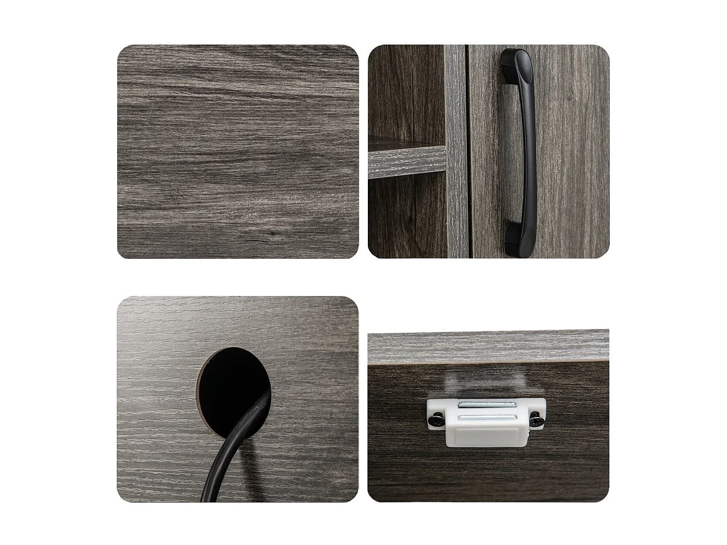 Buffet Latéral Meuble de Bar à Café avec Racks à Vin & Étagères de Rangement Console en Bois avec Cadre Métallique Gris