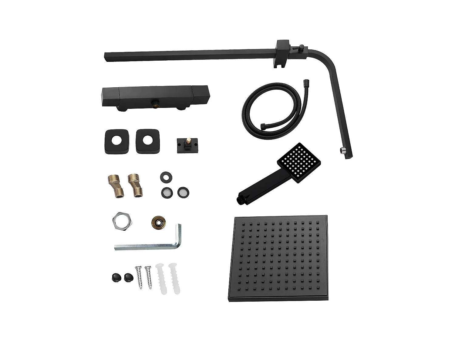 Colonne de Douche Thermostatique, Réglable en Hauteur, Noir