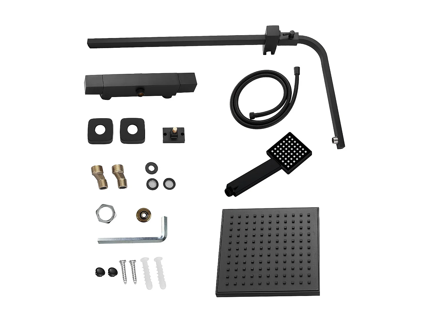 Colonne de Douche Thermostatique, Réglable en Hauteur, Noir