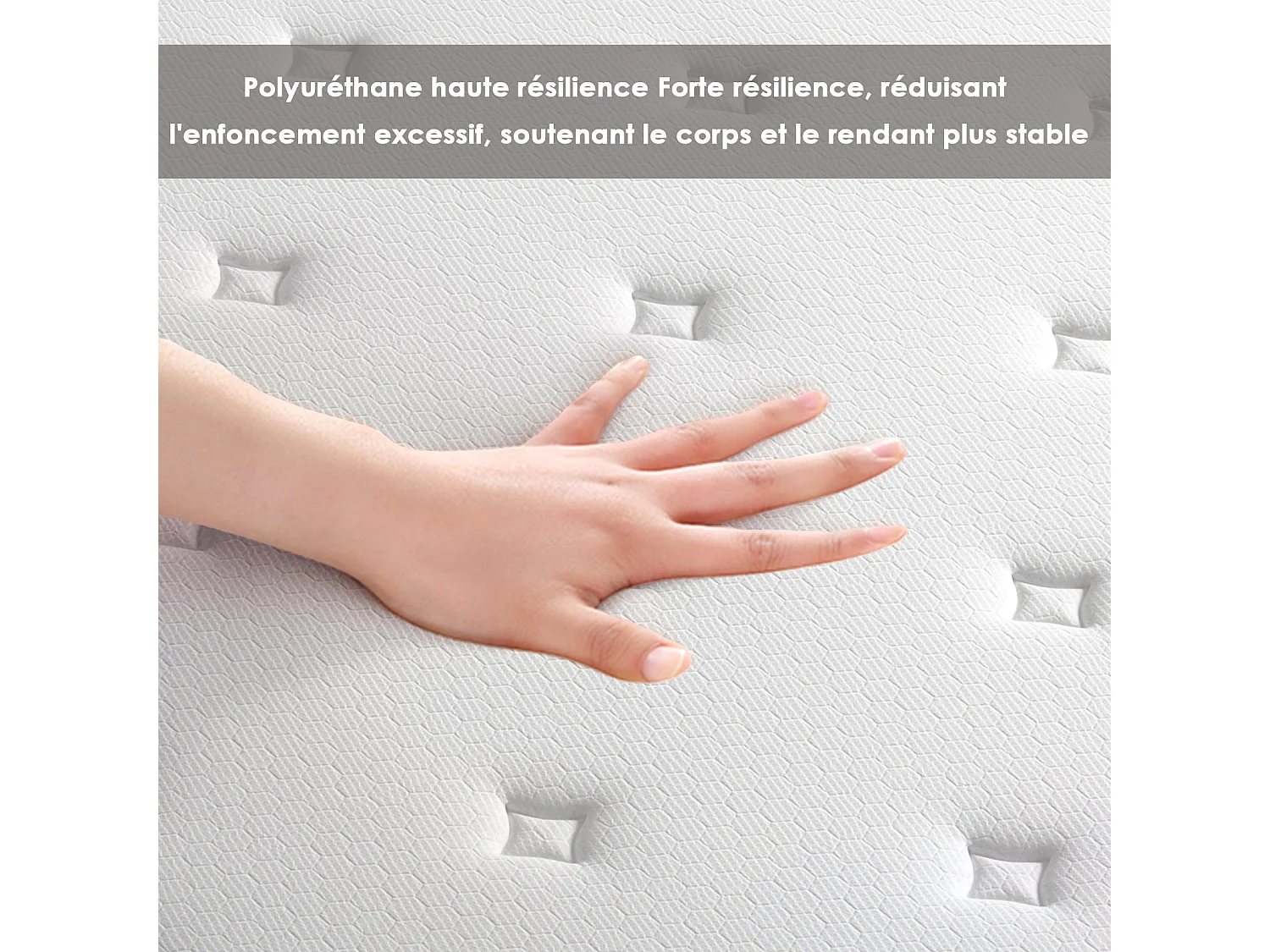 Ensemble 90x200cm matelas-châssis, matelas à ressorts ensachés et haute résilience + cadre de lit en fer robuste, comprenant 6 pieds, épaisseur 18cm