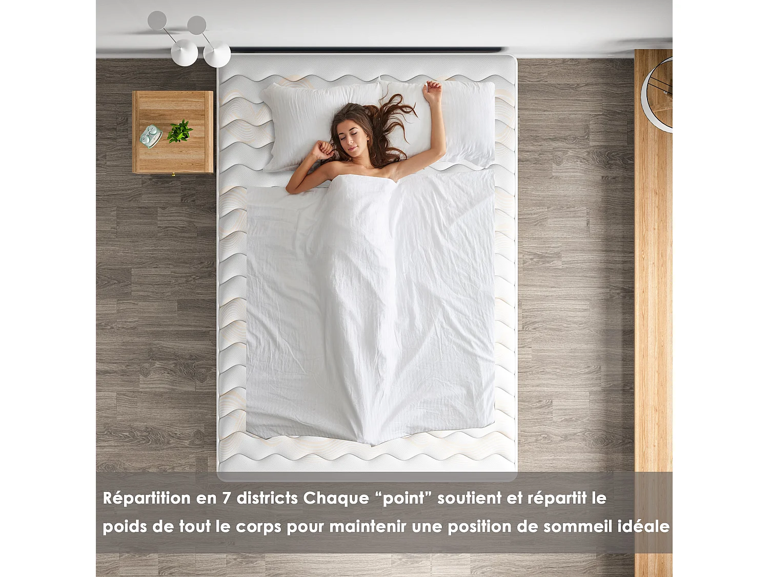 Combinaison lit 140x190 cm, matelas en mousse à mémoire de forme de 15 cm d'épaisseur + cadre de