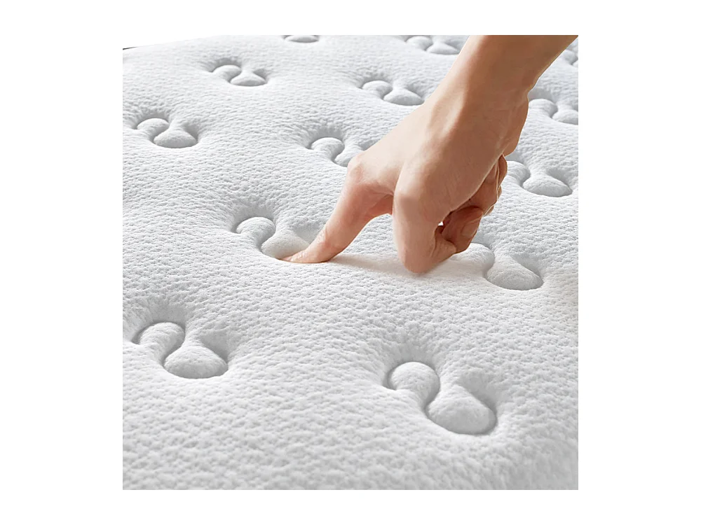 Ensemble Matelas en mousse + Cadre de lit Plateforme Capitonné 140x190cm, Epaisseur du Matelas 22cm