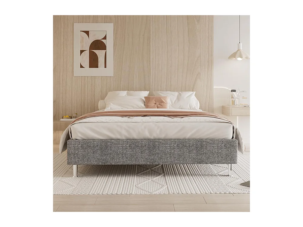 Ensemble Matelas en mousse + Cadre de lit Plateforme Capitonné 140x190cm, Epaisseur du Matelas 22cm