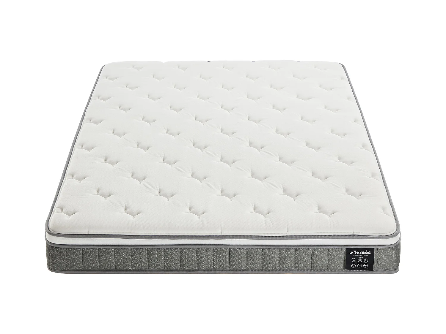 Ensemble 140 x 190 cm sommier coffre blanc + matelas ressorts ensachés et accueil mémoire de forme ép.21cm - VITOGO de YSMÉE