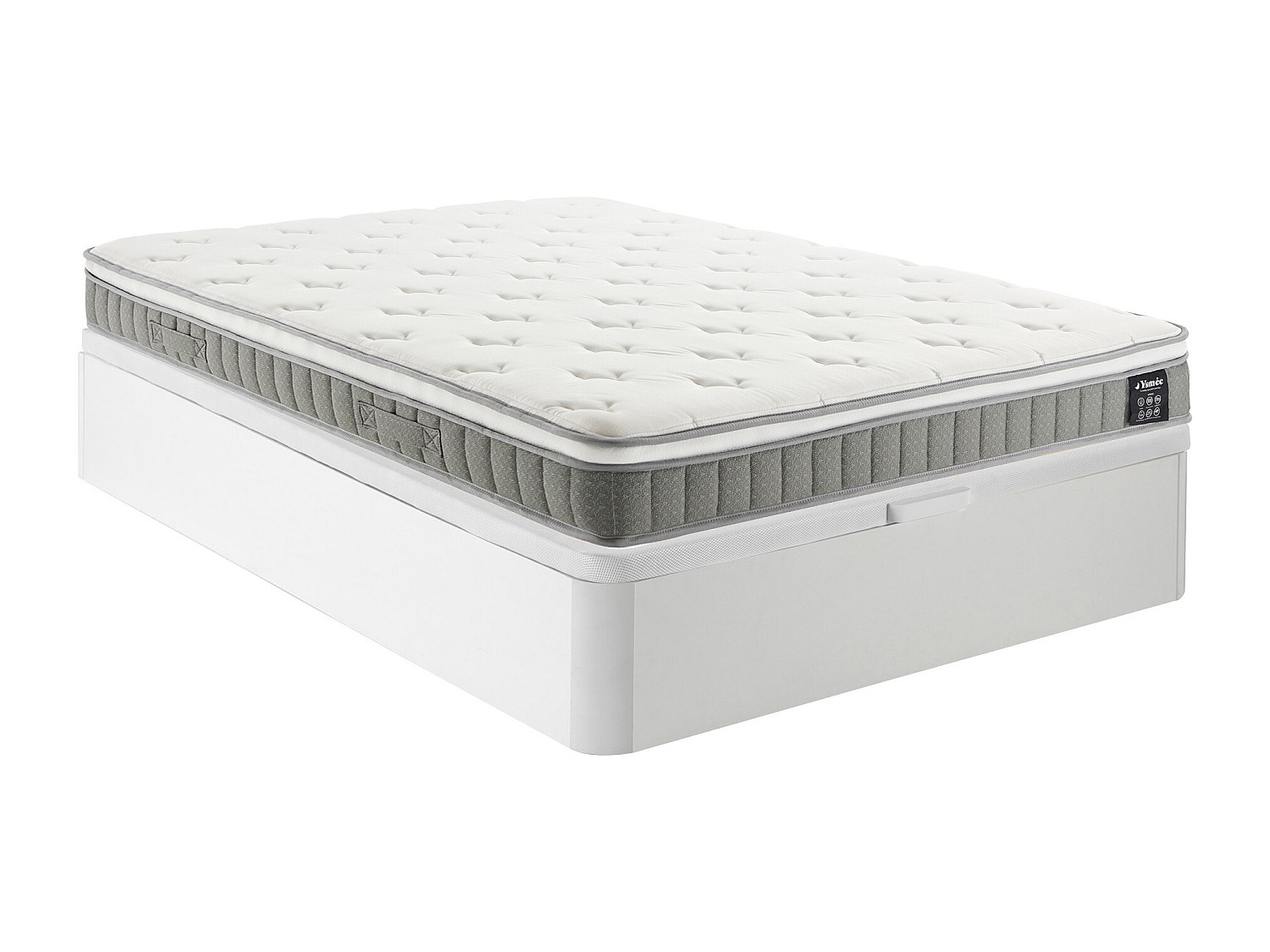 Bett mit Bettkasten - 140 x 190 cm - Weiß - Taschenfederkernmatratze mit Me günstig online kaufen